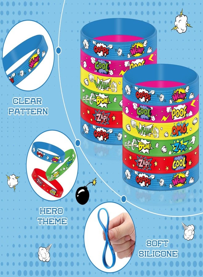 RoundFunny 30 Pcs Hero Party Favor Silicone Bracelets Piñata Fillers for Kids Classroom Prizes Carnival Goodie Bag Stuffers Goodie Rewards Hero Theme Birthday Party Supplies Decorations Gifts - Image 3